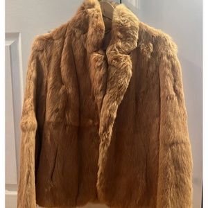 Vintage Jacques Aran Rabbit Fur Brown Collared Coat
